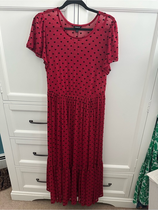 torrid Dresses & Skirts - torrid Red Maxi Dress with Black Heart Print